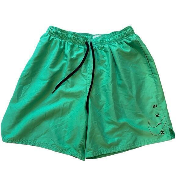 Nike Men's Drawstring Swim Shorts Trunks Bright‎ Neon Green with Black Logo - Picture 1 of 9